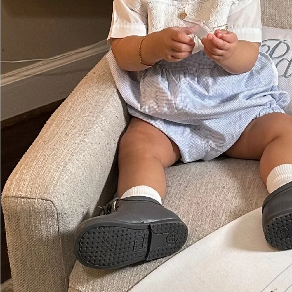 Classic White and Blue Baby Romper
